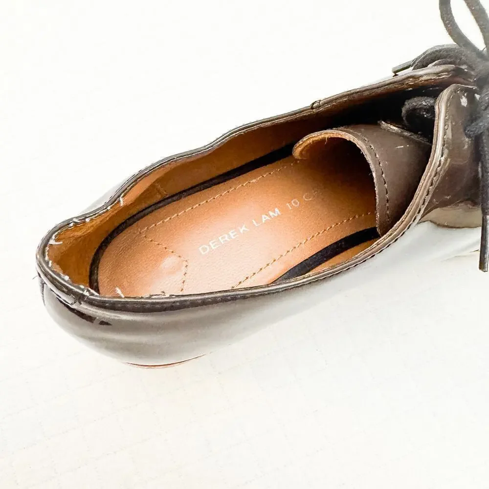 Derek Lam 10 Crosby Pointy Toe Leather Oxford Sport Loafer Green Size 7